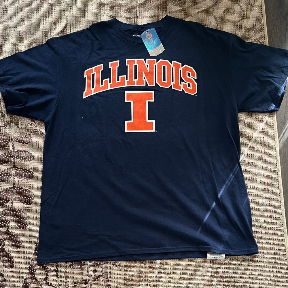 Pro Edge Navy Long-Sleeve 'Fighting Illini' Graphic Tee with Orange Accents XL